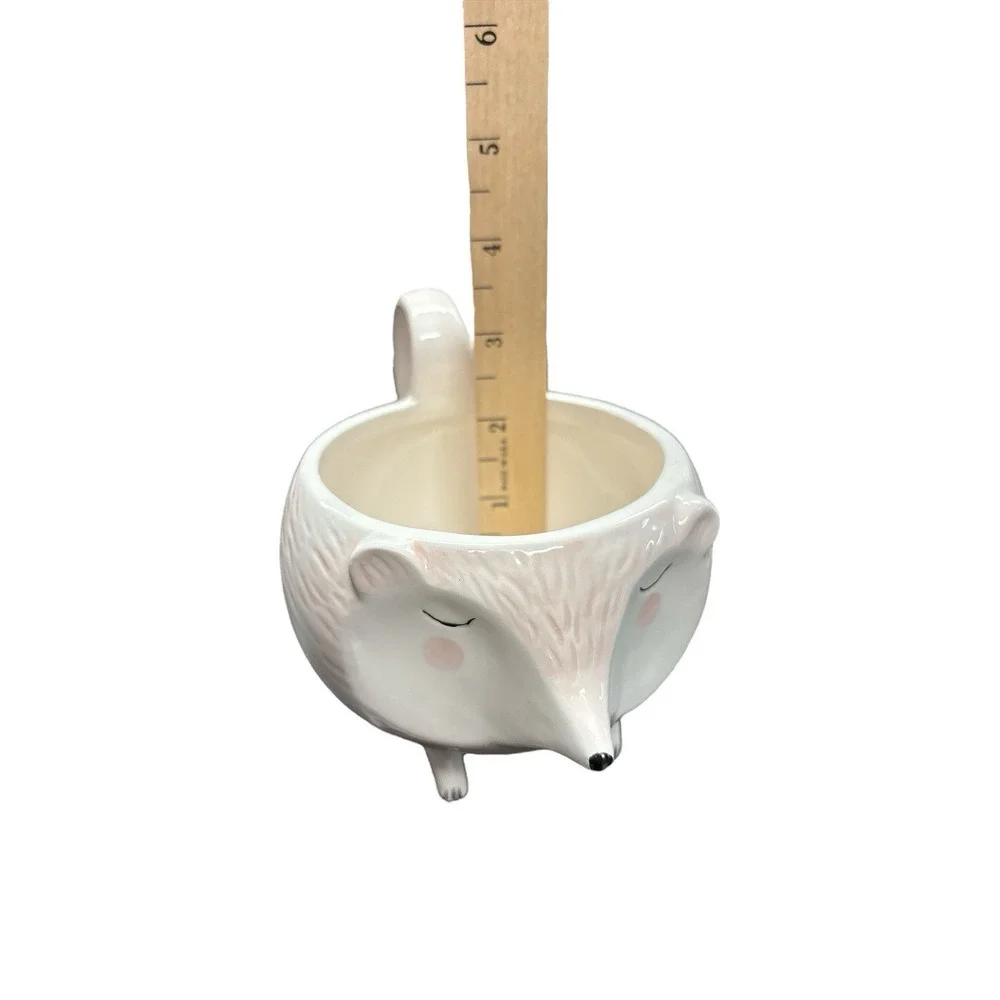 Hedgehog Plant Succulent Ceramic Planter 4 Feet Pink White Arlington Designs NEW - Picture 5 of 6